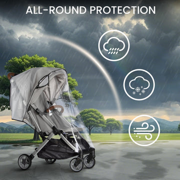 Bemece Baby Stroller Rain Cover Universal Stroller Accessory - Waterproof Windproof Travel Weather Shield Thick & Durable Protec