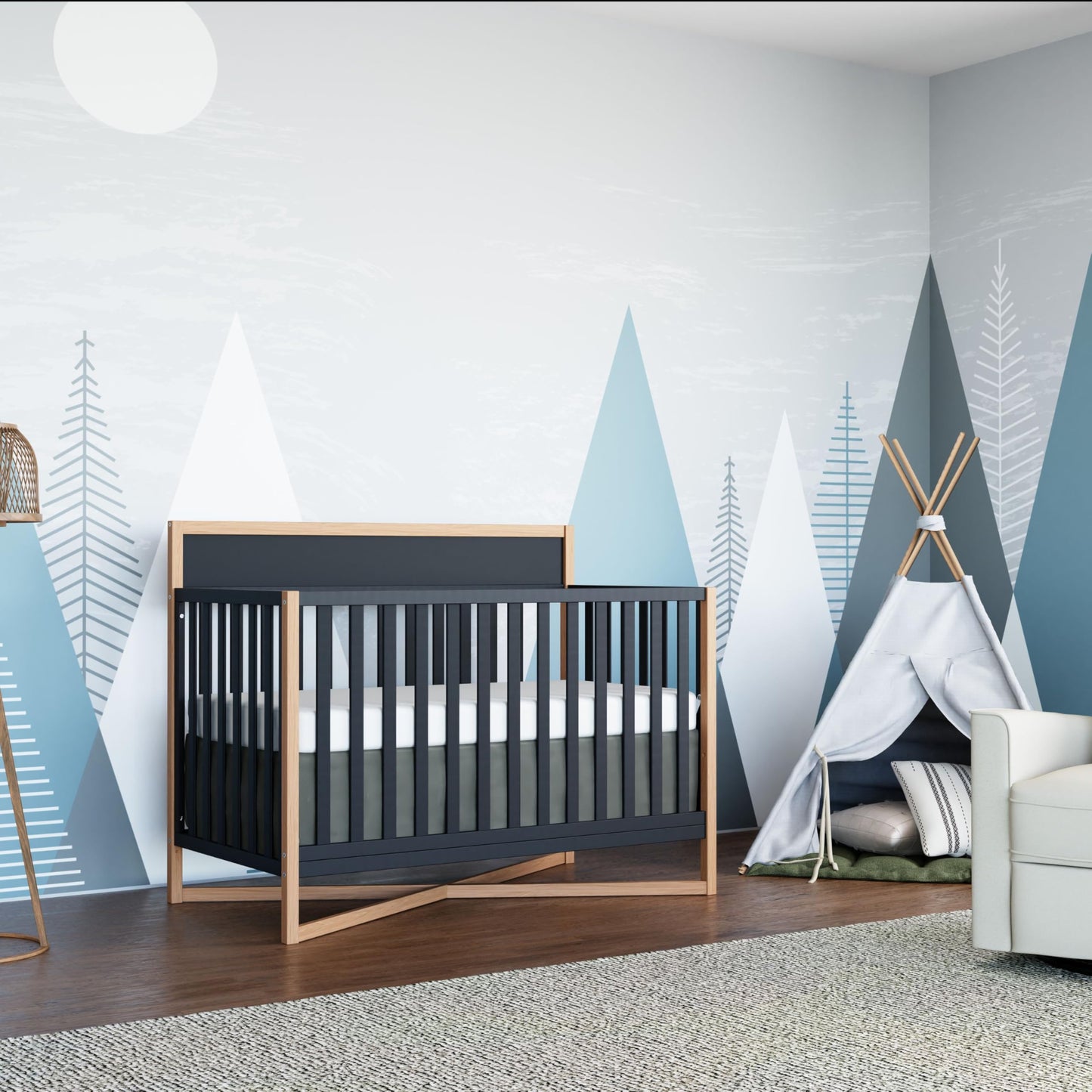 Dream On Me Owen 5-In-1 Convertible Crib In Matte Black, Greenguard Gold & Jpma Certified Baby Crib, Converts From Crib To Toddl