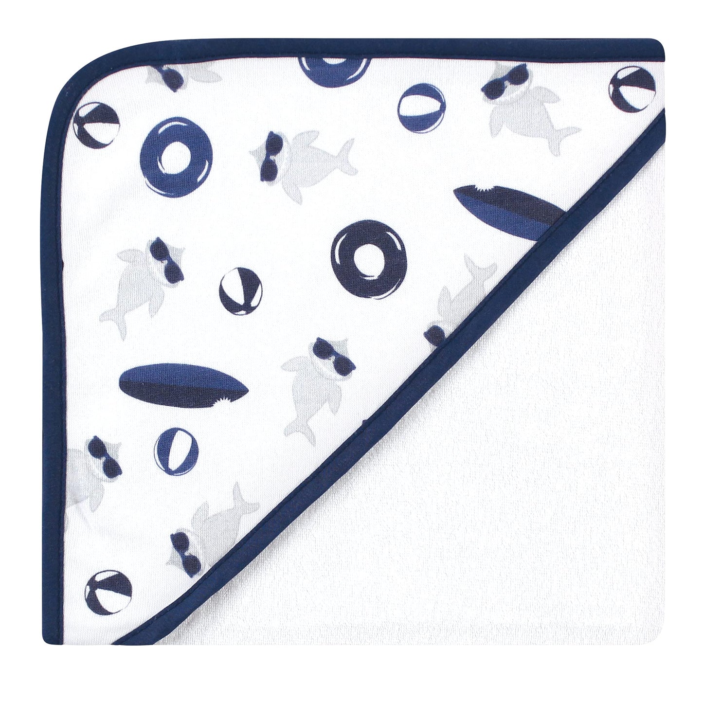 Hudson Baby Unisex Baby Cotton Rich Hooded Towels, Gray Shark, One Size