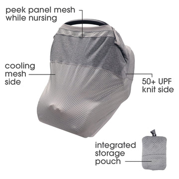 Boppy 4 And More Multi-Use Cover, Pearl, Quick-Dry Upf 50+ Knit And Breathable Mesh, Versatile For Car Seat Canopy, Nursing Cove