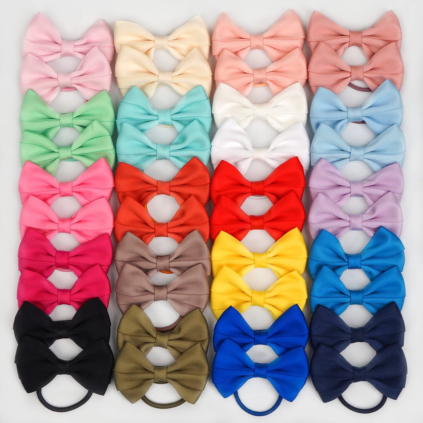40 Pcs Hair Accessories - 3 Inch Bows, Rubber Bands, Ponytail Holders Elastics & Pigtail Bows For Girls & Toddlers