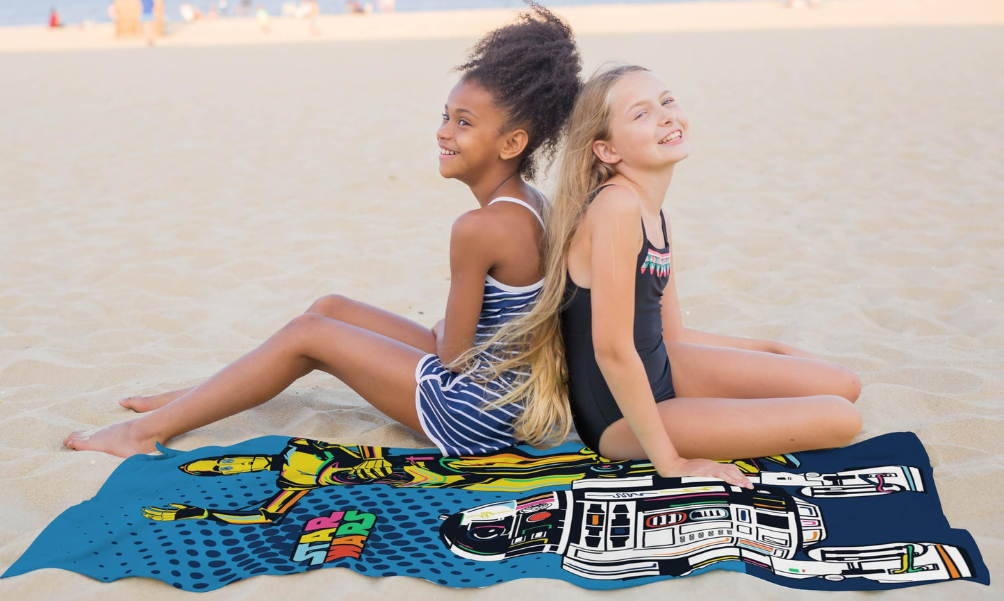 Jay Franco Star Wars Droids Bath Pool Beach Towel - Kids Super Soft & Absorbent 100% Cotton Towel With R2-D2 And C-3Po, Measures