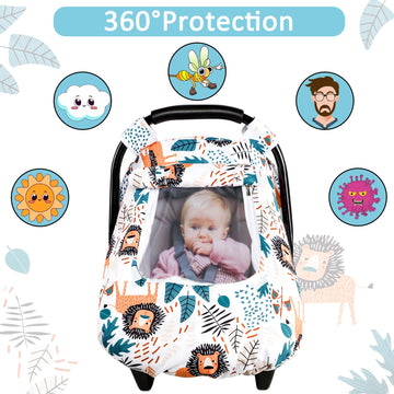 Baby Car Seat Cover, Winter Car Seat Covers For Babies, Carseat Cover Boy, Mink Carseat Canopy With Window, Cozy & Warm Cover, L