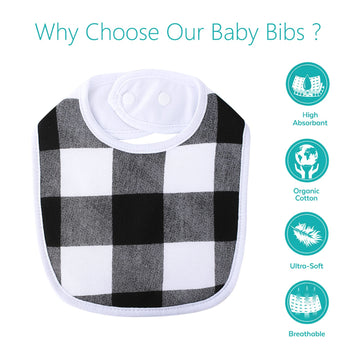 Hakochia Waterproof Baby Bibs Soft And Absorbent 4-Layer Cotton Unisex Baby Bandana Bibs With Adjustable Snaps For Boys Girls Fe