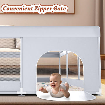 Baby Playpen With Mat 74 ' X 50 ' Large Play Yard Playpen For Babies And Toddlers With External Zipper Door Design Safety Baby