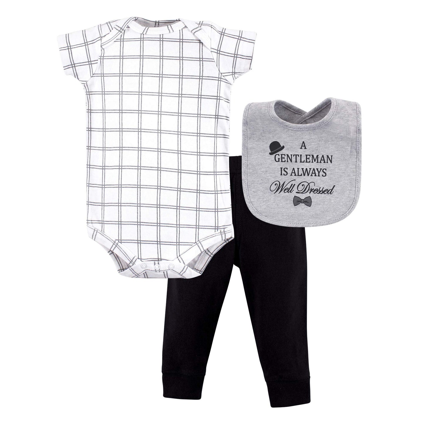 Little Treasure Unisex Baby Bodysuit, Pant And Bib, Well Dressed, 0-3 Months