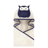 Hudson Baby Unisex Baby Cotton Animal Face Hooded Towel, Navy Owl, One Size