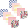 Hudson Baby Unisex Baby Flannel Cotton Washcloths, Pink Blue Pretty Floral 10 Pack, One Size