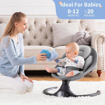 LAREX Baby Swing Infant Swing Electric Toddler Baby Rocker Portable for Newborn Boy Girl, 5 Sway Speeds with Remote Control, 10