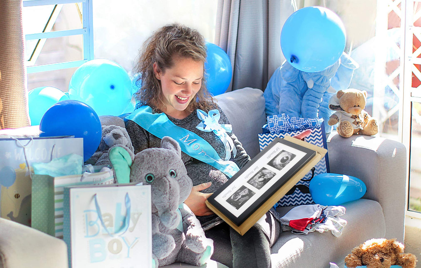 Iheipye Triple Sonogram Pregnancy Frame - Baby Ultrasound Picture Frame With Story For Expecting Parents, Baby Shower Frame, Bab