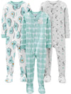 Simple Joys By Carter'S Baby Boys' 3-Pack Snug Fit Footed Cotton Pajamas, Avocados/Night Sky Print/Tie Dye, 5T