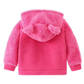 Amiyan Bear Ears Shape Fleece Warm Hoodies Clothes Toddler Zip-Up Light Jacket Sweatshirt Outwear For Baby Boys (Rose, 3-4T)