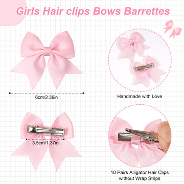 C Llot 20Pcs 2.36 Inch Hair Bows For Girls Grosgrain Ribbon Toddler Hair Bows Alligator Clips For Baby Girls Kids Infants Back