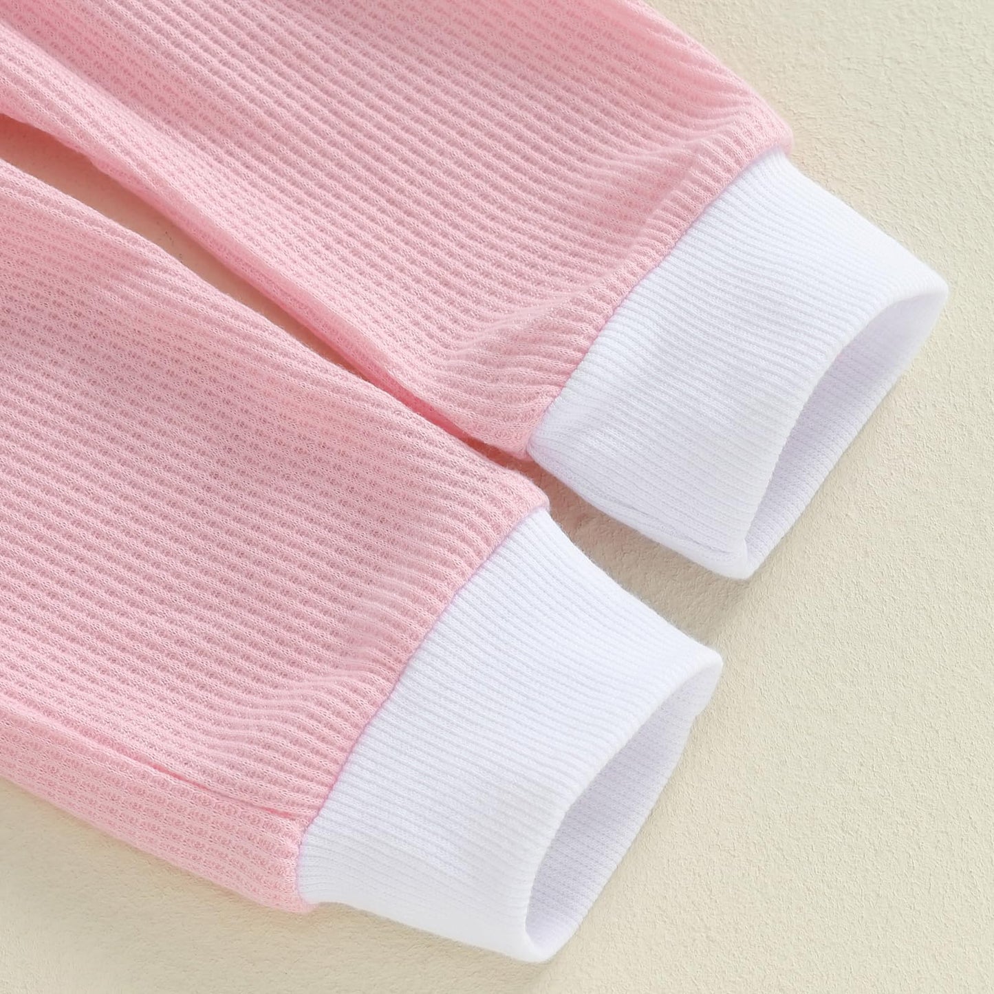 Kupretty Toddler Baby Girl Valentines Day Outfits Heart Waffle Knit Sweatshirts And Pants Set Fall Winter Spring Clothes (Light