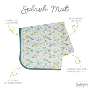 Bapronbaby Mountain Mist Splash Mat - Waterproof Catch-All For Under High Chairs, Floors, Tables, Playtime Or Arts & Crafts - Ma