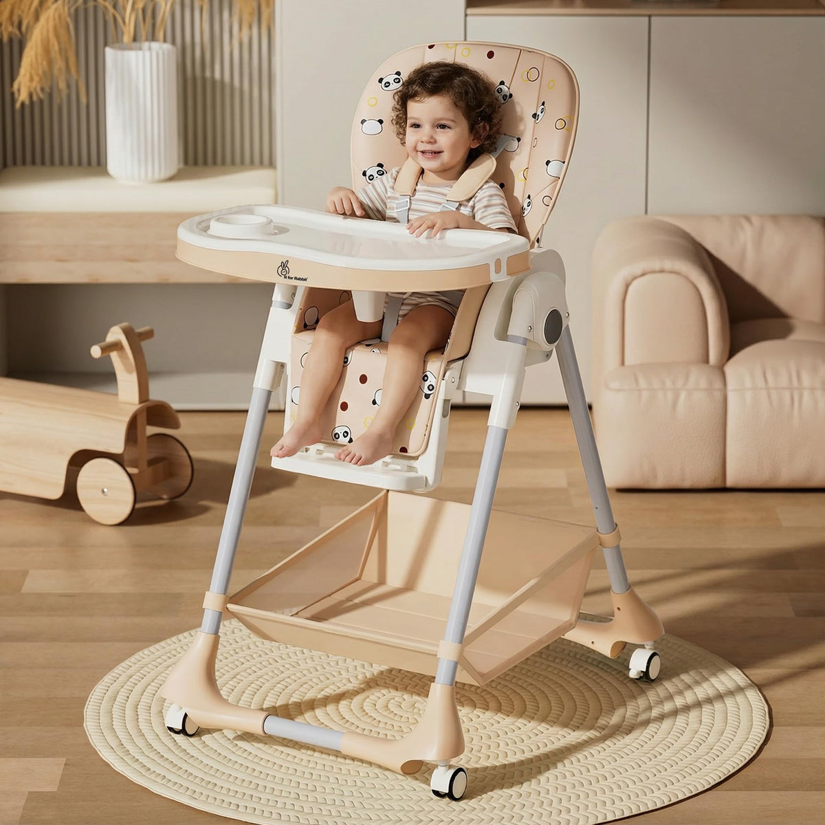 R For Rabbit Marshmallow High Chair For Baby, Multiple Recline Position, High Chair With 7 Level Height Adjustment And 3Recline