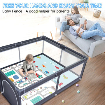 Baby Playpen With Mat, Play Pen Playards, Playpen For Babies And Toddlers Play Pin Indoor Active Center Game Fence, 50X50 Inch,