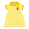 College Baby Striped Game Day Polo Dress With Bloomer - Pittsburg State Gorillas Logo - Gold/White - 12 Months
