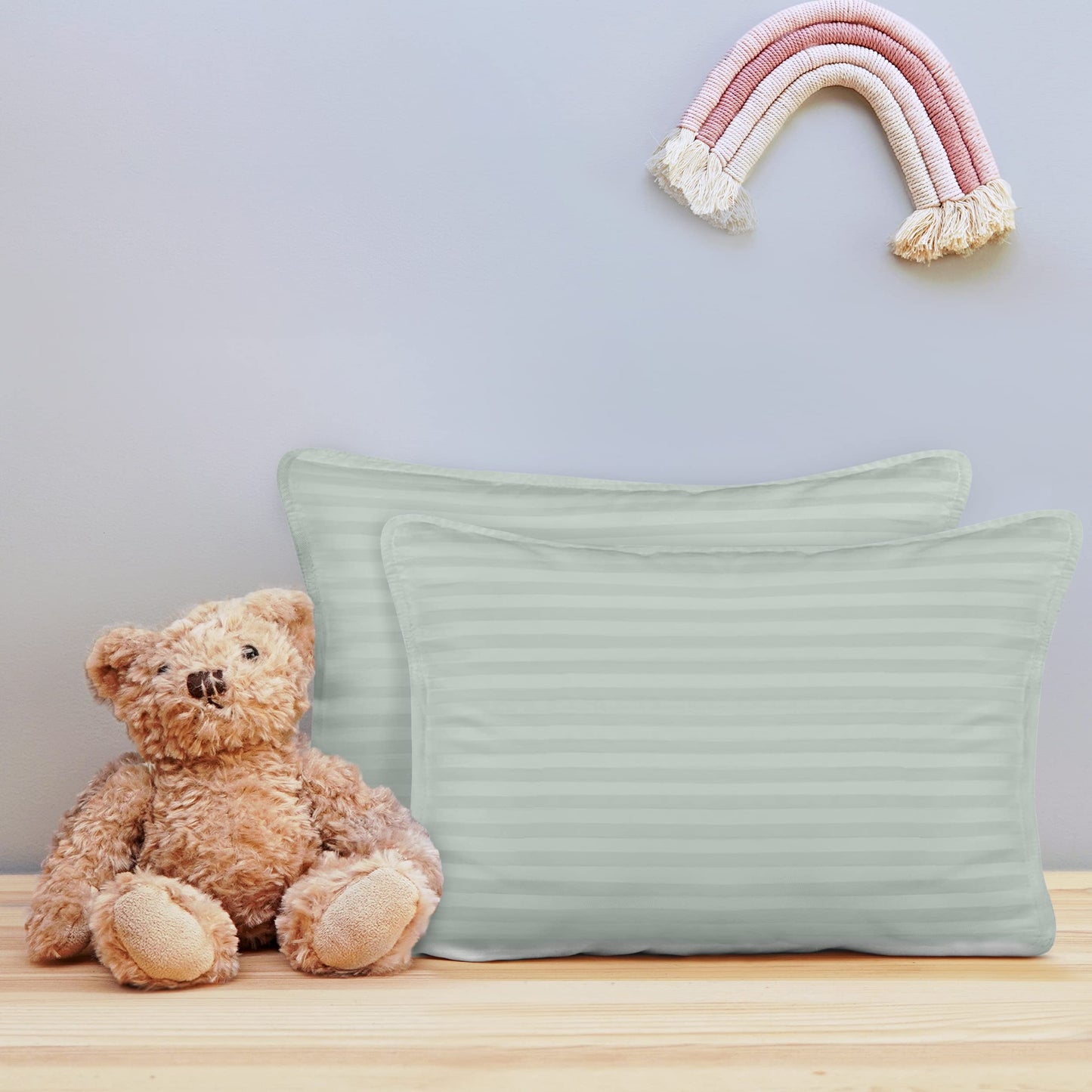 Utopia Bedding Toddler Pillow (Light Grey, 2 Pack) 13X18 Pillows For Sleeping, Soft And Breathable Cotton Blend Shell, Small Kid