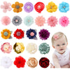 Cinaci 24 Pack Colorful Chiffon Rose Daisy Flower Hair Bows Fully Lined Alligator Hair Clips Handmade Soft Floral Small Hair Bar