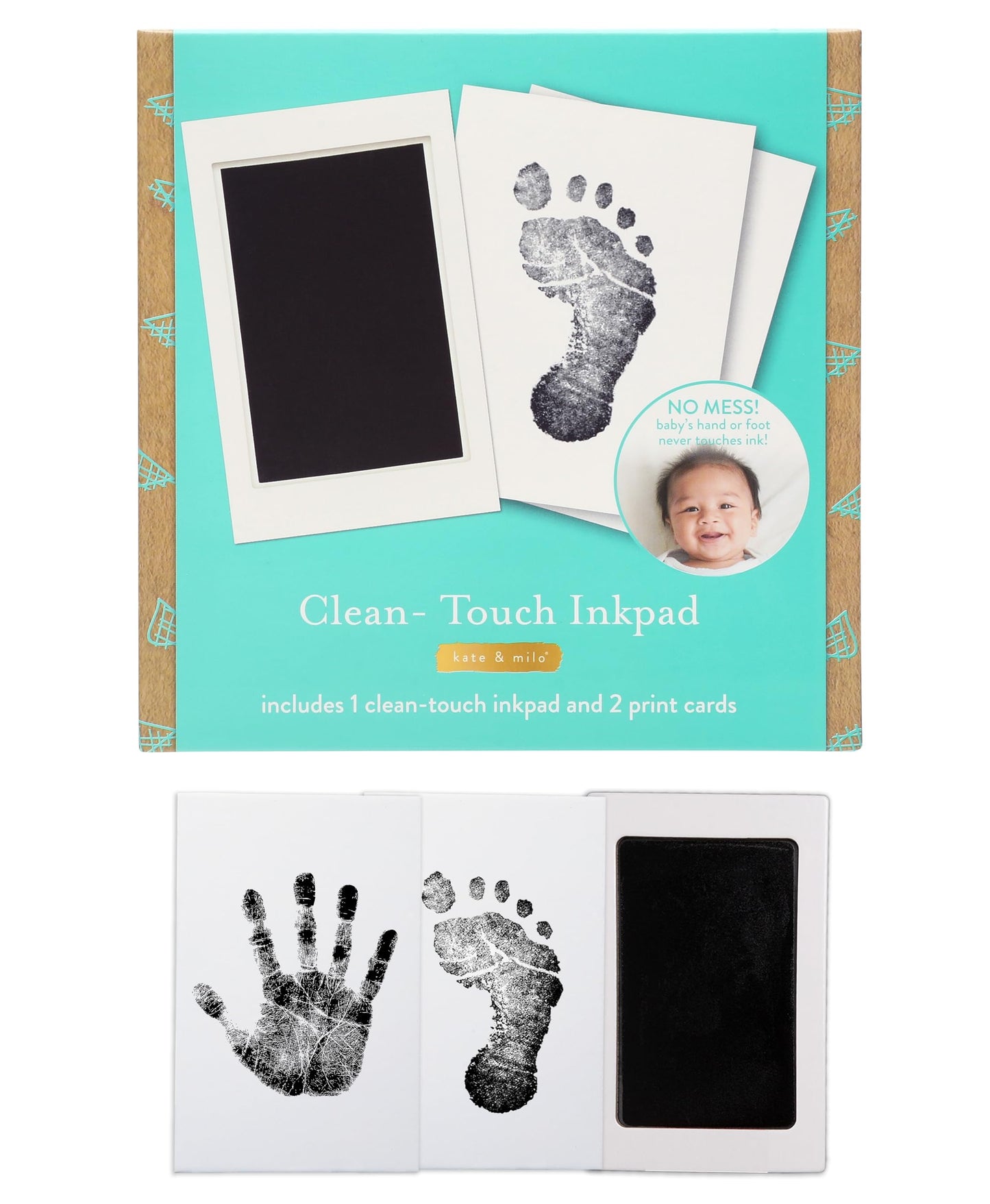 Kate & Milo Clean-Touch Ink Pad, Baby Handprint and Footprint Impression Kit, Babyprints Keepsake, Gift for New and Expecting Pa