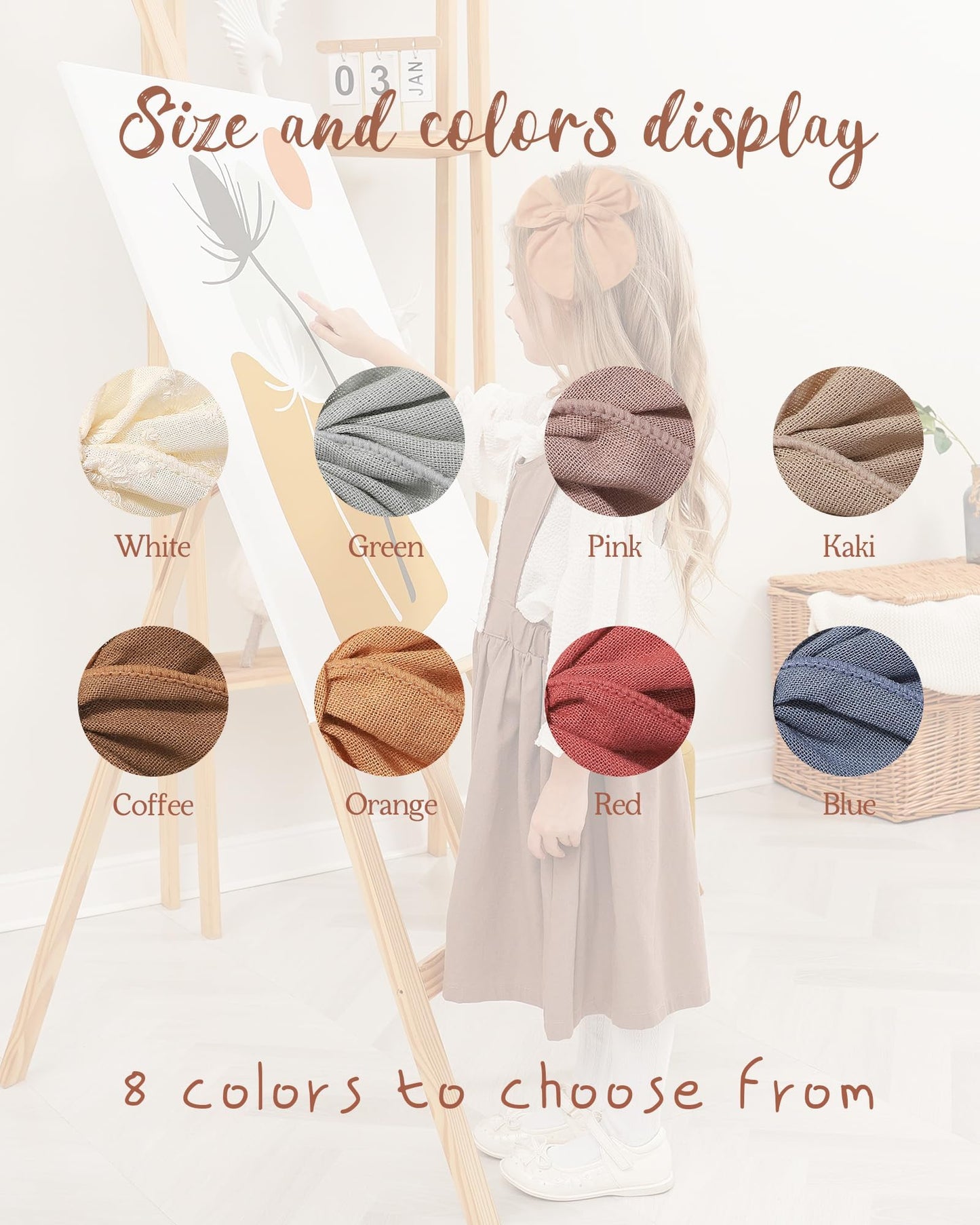 Doboi 8Pcs Baby Girls Hair Clips Fable Hair Bows Cotton Linen Bows For Girls Hair Accessories For Baby Toddlers Kids (Includes B