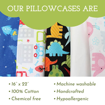 Little Sleepy Head Youth Pillow Case - 100% Made Cotton & Hypoallergenic Pillow Case - Snug Fit Envelope Pillowcase Enclosure -