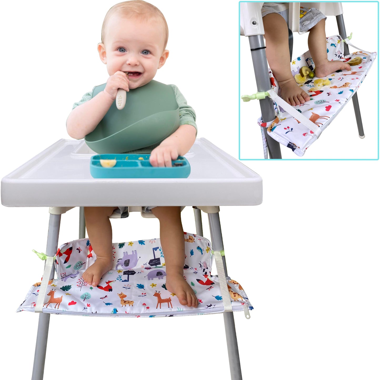 High Chair Footrest for IKEA Antilop, Height Adjustable IKEA High Chair Accessories, Waterproof Polyester Cushion Highchair Foot