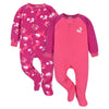 Gerber Baby Girls Toddler Loose Fit Flame Resistant Fleece Footed Pajamas 2-Pack Pink Floral Fox 5T