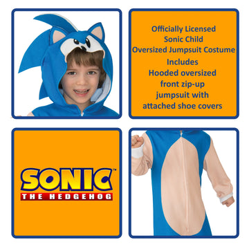 Rubie'S Boys Sonic Oversized Jumpsuit Costume, As Shown, Medium Us