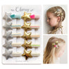 Golden And Silver Stars Hair Clips With Tassels For Girls, 10Pcs Non Slip Cotton Fully Lined Hair Pins Accessories For Babies In