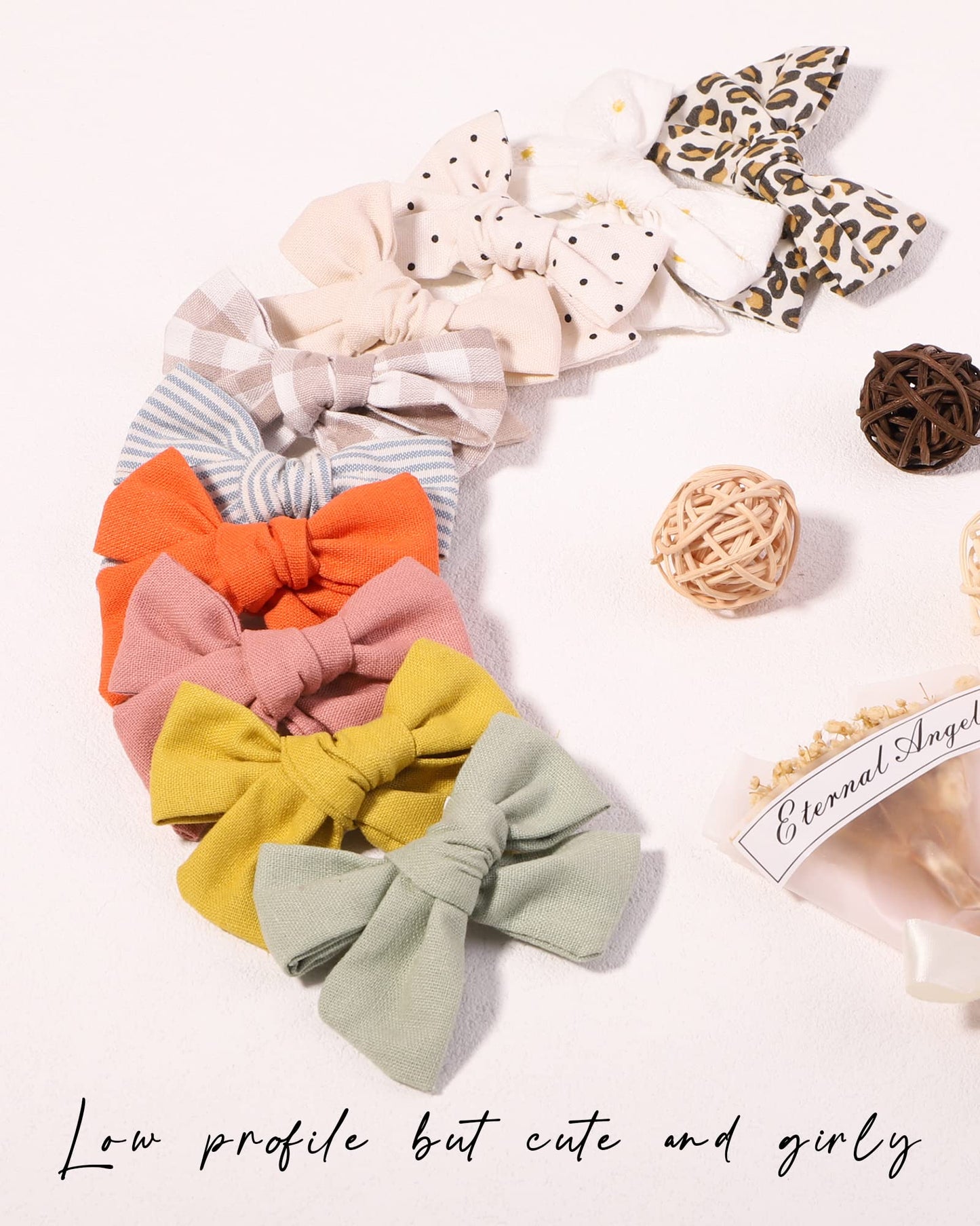 Jollybows 20Pcs 3.5 Inches Baby Girls Linen Hair Bows Clips 10 Colors Fully Lined Hair Barrettes Accessories For Babies Infant T