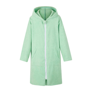 Missshorthair Hooded Towel Robe For Kid, Zipper Beach Cover Up, Swim Changing Robe For Boy, Girls Bath Towelling Poncho Robe Zip