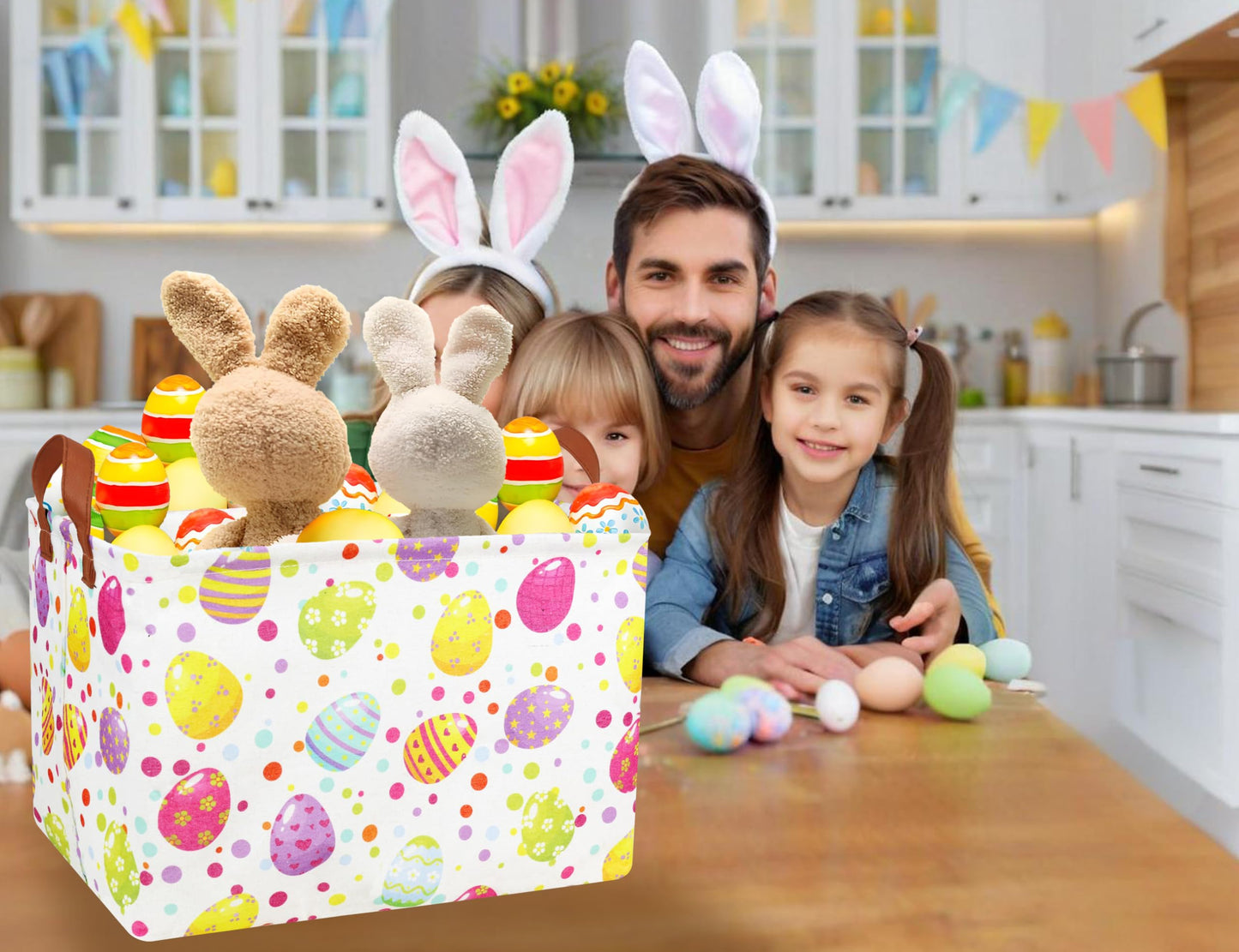 Boohit Large Easter Baskets For Kids Personalized Baby Girl Easter Basket Cute Teen Boy Spring Decor (Dot Egg)