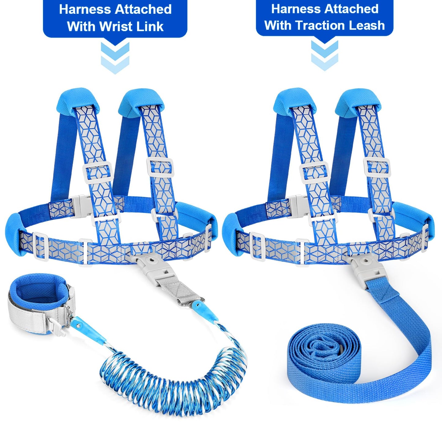 Accmor 3 In1 Toddler Harness Leash, Reflective Kid Harness With Anti Lost Wrist Link, Harness Leash For Toddlers, Child Walking