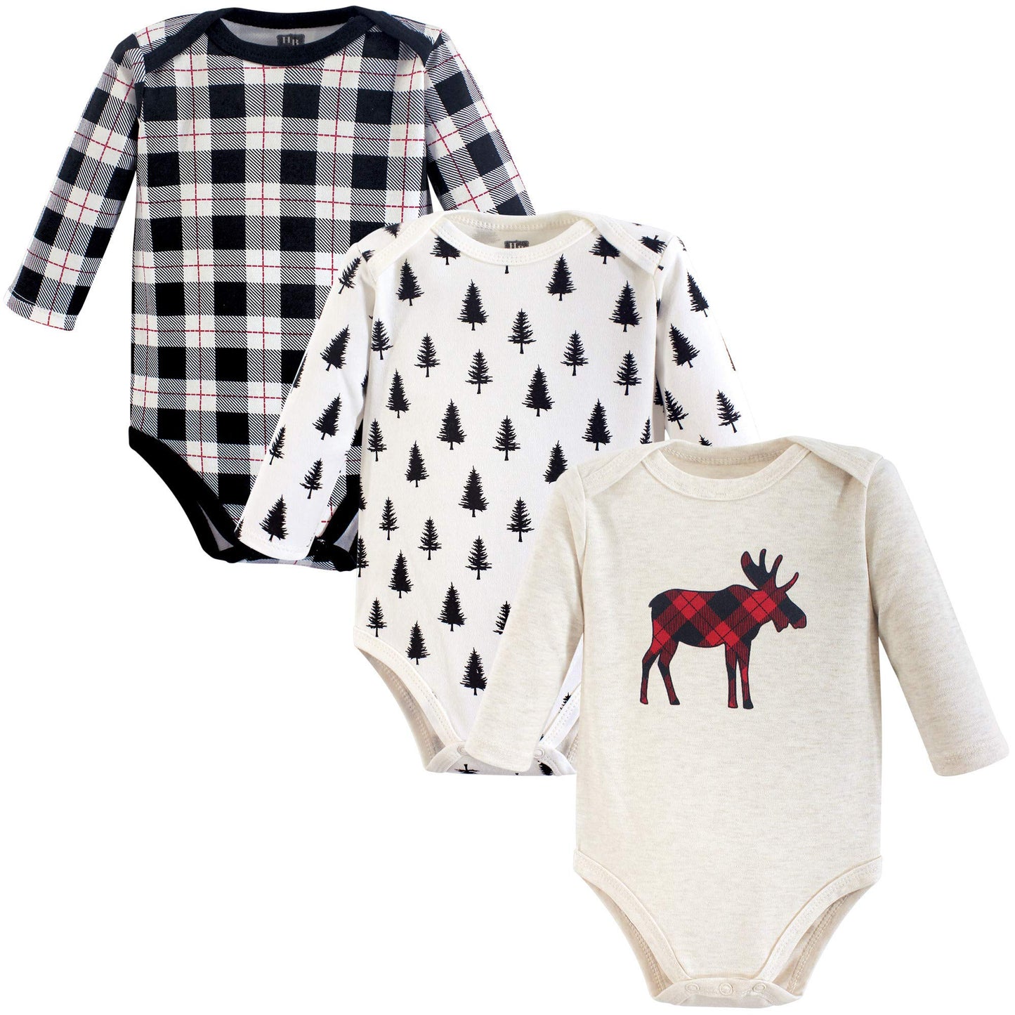 Hudson Baby Unisex Baby Cotton Long-Sleeve Bodysuits, Moose, 3-6 Months