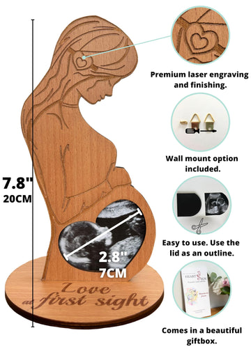 Heart'S Sign Baby Ultrasound Photo Frame - Sonogram Frame Gift For Pregnant Women | Pregnant Wife Gifts From Husband | Expecting