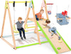 Cozibb 7 In 1 Indoor Jungle Gym For Kids, Foldable Toddler Indoor Playground With Slide, Beechwood & Baby Swing, Climbing Wall &