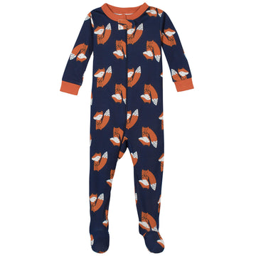 Gerber Baby Boys' 2-Pack Footed Pajamas, Fox Grey, 18 Months