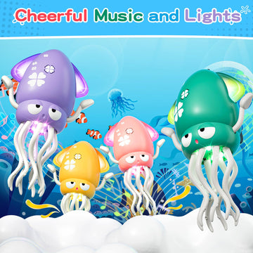 Dancing Squid Baby Toy, Dancing Octopus Tummy Time Toys for Toddlers, Infant Crawling Walking Baby Toys with Music & Light for 3