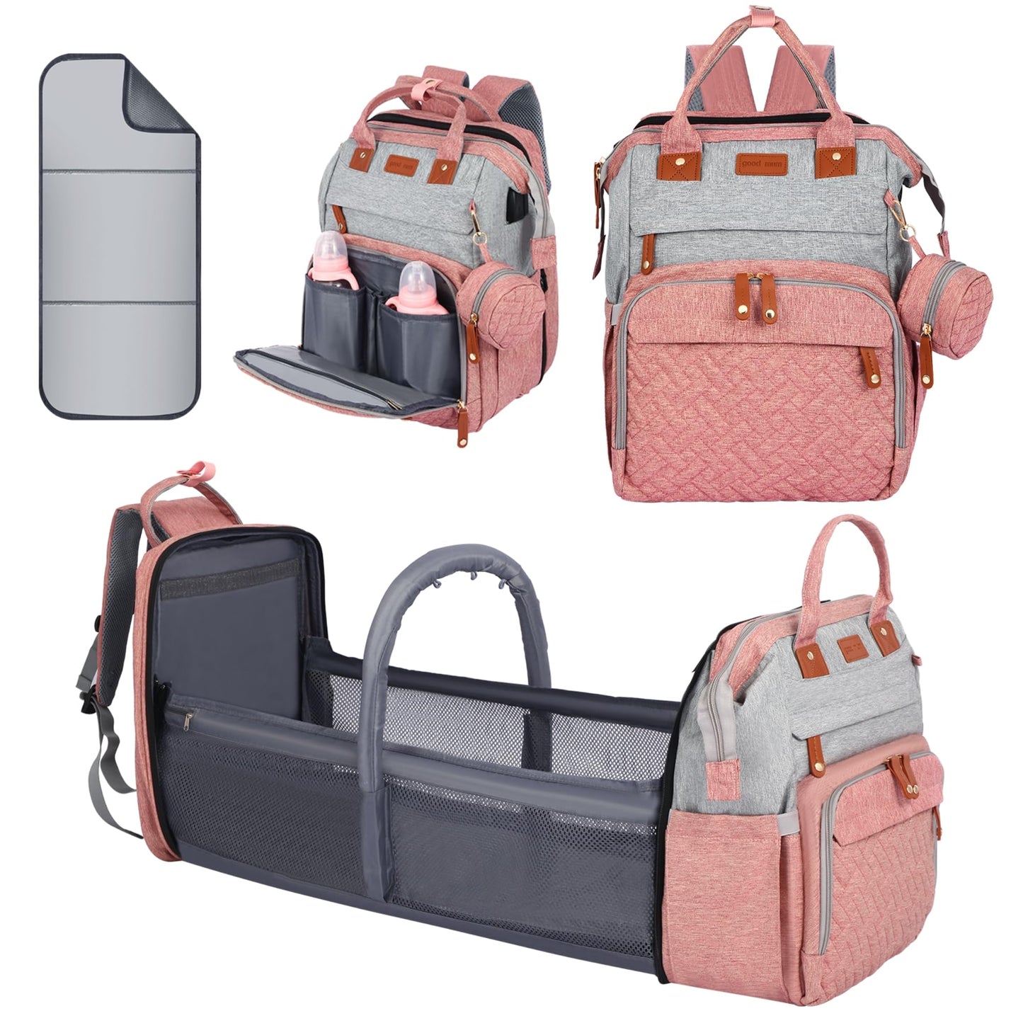 Diaper Bag Backpack, Baby Diaper Bag, Multifunctional Large Capacity, with Diaper Changing Station, Travel Diaper Bag Backpack (