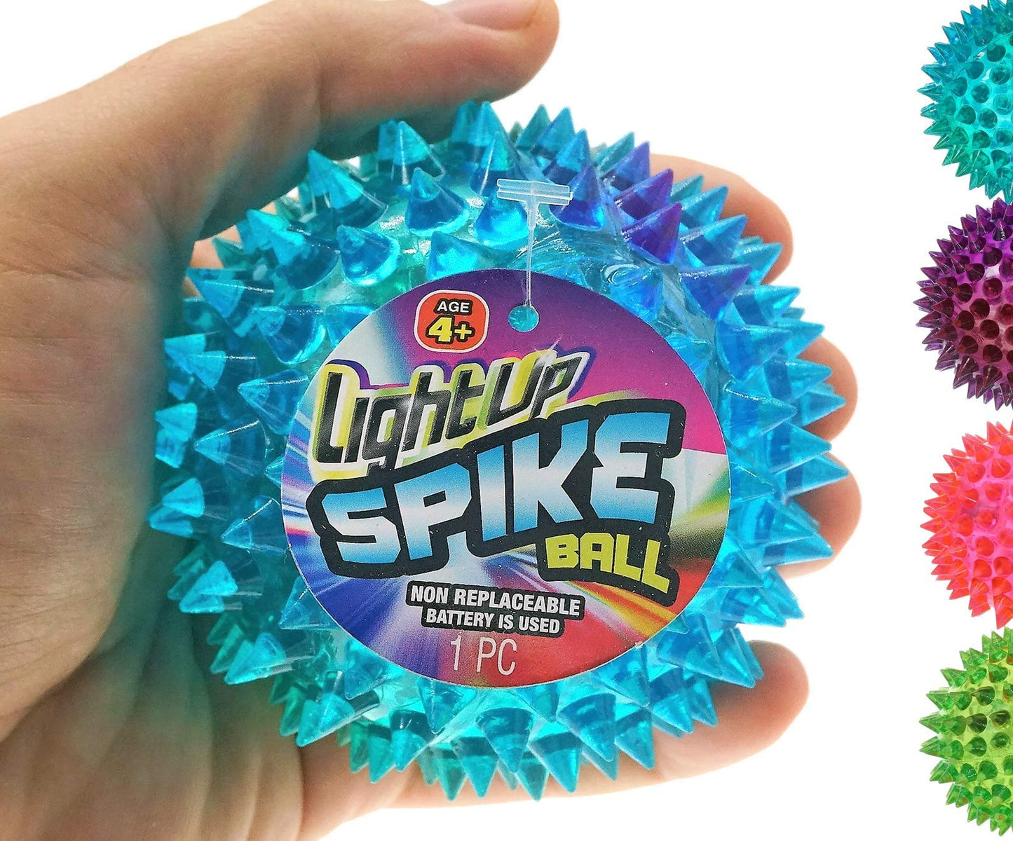 JA-RU Light Up Ball (1 Ball) Rubber Spiky Balls for Kids. Stress Relief Toy Autism Sensory Products. Dog Chew Toy Bulk Birthday