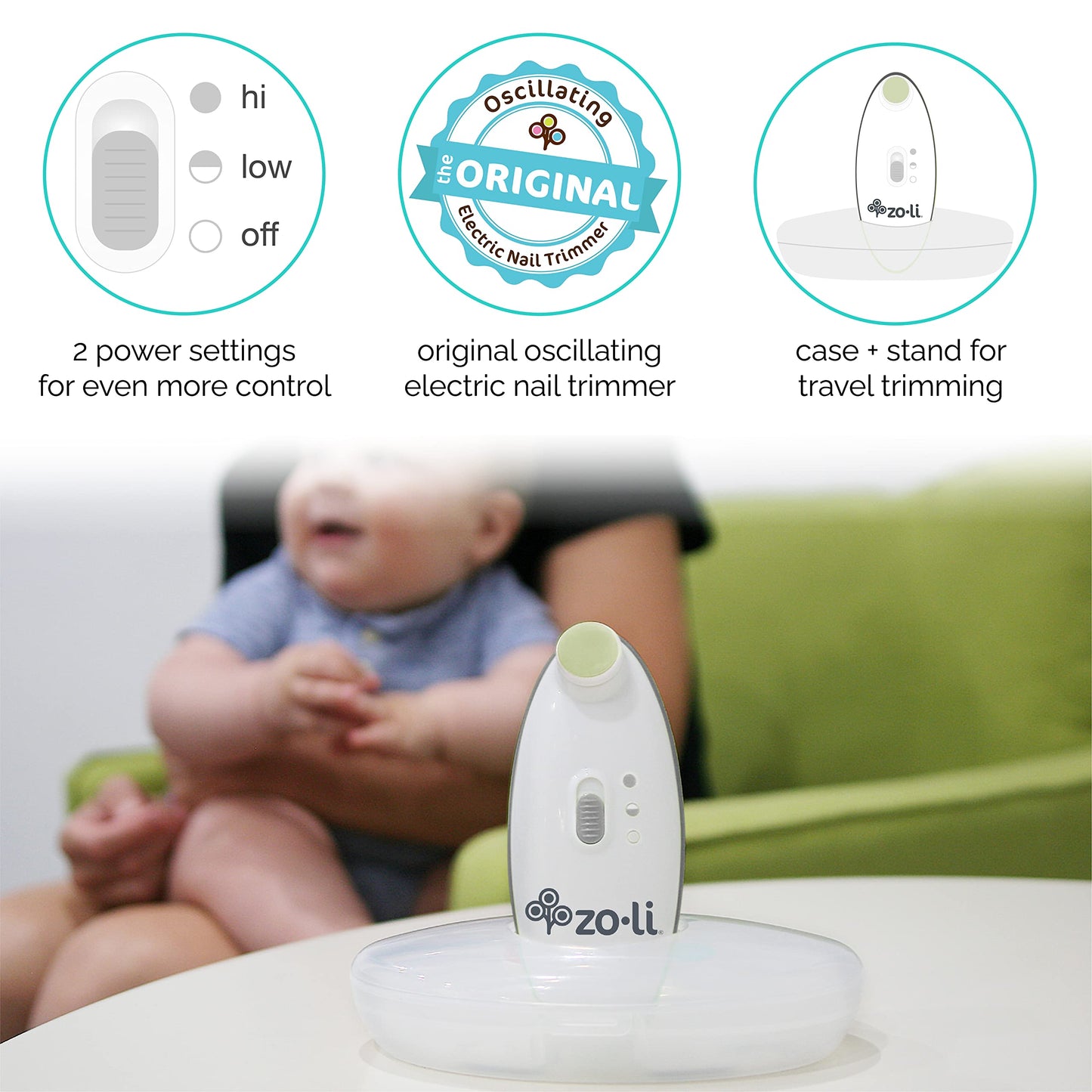 Zoli Buzz B Electric Baby Nail Trimmer | Zoli Baby Safe Nail File For Newborn Infant And Up, Original Safety Electric Baby Nail