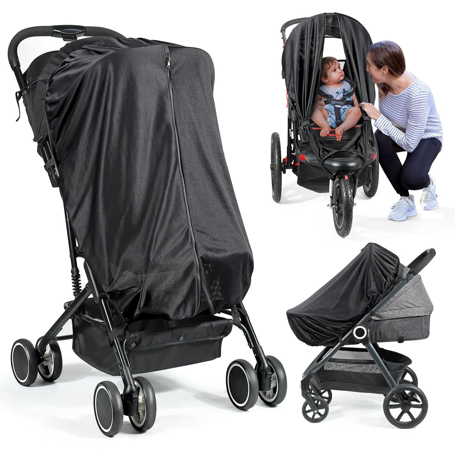 Orzbow Stroller Sun Shade, Universal Sun Shade for Stroller with Two-Way Zip, Breathable Baby Sun Shade Cover Blocks 95% UV (UPF
