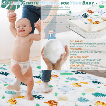 Pluushuu Baby Play Mats For Floor, 50X50 Playpen Mat For Babies, Extra Thicker & Soft Floor Crawling Mat, Foldable Non-Slip Play