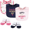Hudson Baby Unisex Baby Cotton Bib And Sock Set, Girl Mothers Fathers Day, One Size