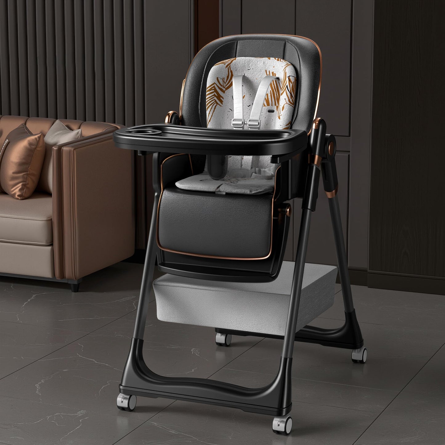 SmartEdge Baby High Chair, 3-in-1 Foldable High Chairs for Babies and Toddlers with Footrest Adjustment, 5 Height & 3 Recline &
