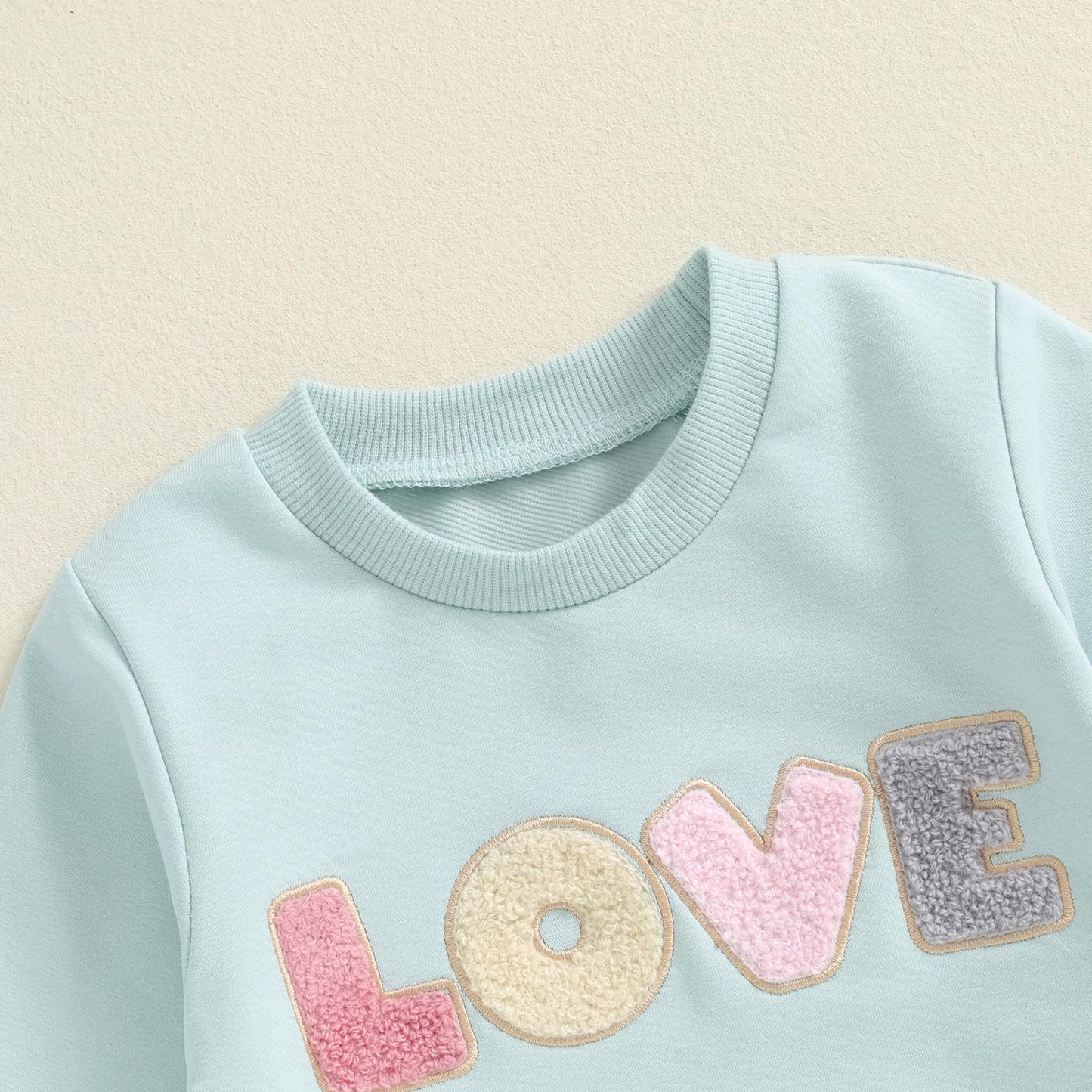 Mlpeerw Toddler Baby Girl Valentines Day Outfit 3 6 9 12 18 24 Months Long Sleeve Sweatshirt Pants Set Cute Spring Clothes (A Bl