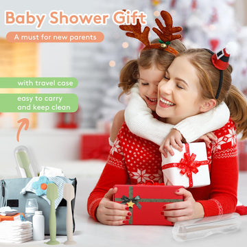 Maikkb Baby Diaper Cream Spatula With Case,2 Large Diaper Spatula With 2 Case 1 Gift Box,Soft Butt Paste Spatula Baby Butt Spatu