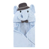 Hudson Baby Unisex Baby Cotton Animal Face Hooded Towel, Blue Charcoal Elephant, One Size